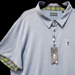 William Murray Golf Polo Shirt Mens XXL Heather Blue Performance Stretch NEW